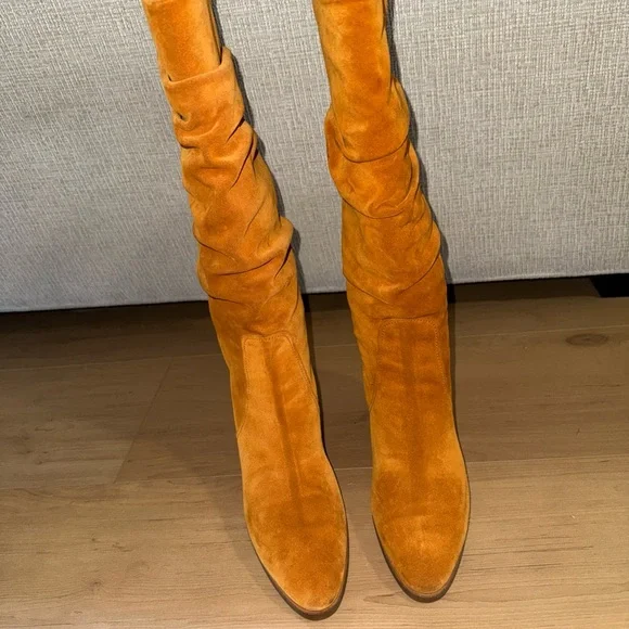 Salvatore Ferragamo orange Suede Wedge Boots - Picture 2 of 7